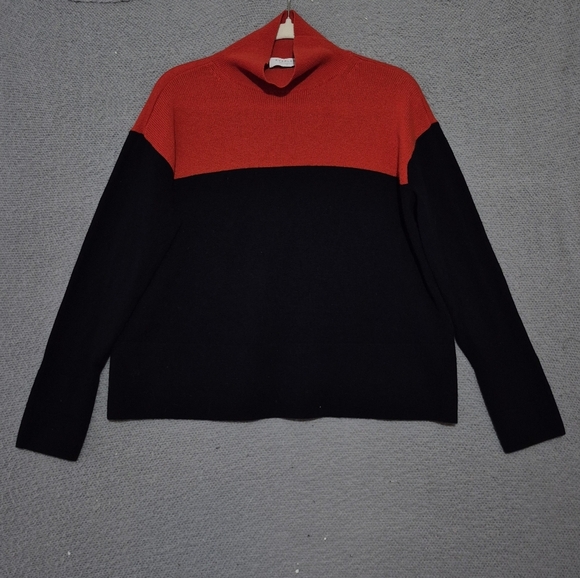 Everlane Sweaters - Everlane Women's Cashmere Mock Neck Long Sleeve Red Black Sweater Medium